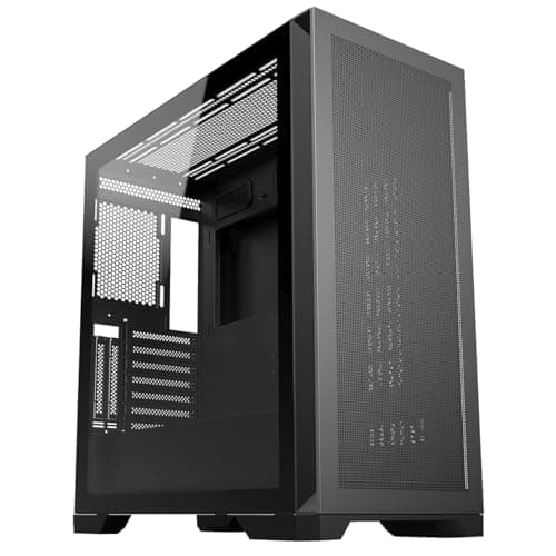 Image of CiT Pro Creator XE Mid-Tower High-Airflow E-ATX PC Gaming Case With 1 x USB3.0 & 2 x USB2.0 Mesh Front Panel With Tempered Glass Side Panel and 3 x Dust Filters | Black No Fans