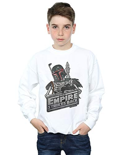 Image of Absolute Cult Star Wars Boys Boba Fett Skeleton Sweatshirt White 5-6 Years