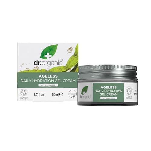 Image of Dr Organic Ageless Daily Hydration Gel Cream with Organic Seaweed, Moisturising, Fine Lines, Wrinkles, Natural, Vegan, Cruelty-Free, Paraben & SLS-Free, Recycled&Recyclable, Certified Organic, 50ml