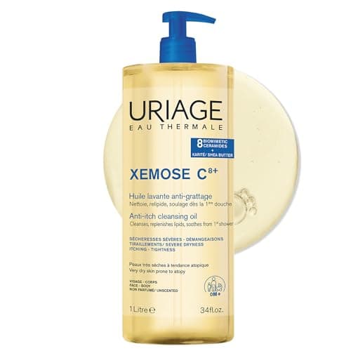 Image of Uriage Xemose C8+ Anti-itch Shower Oil 1L – Face & Body Wash - Very Dry Skin Prone to Atopy – Soothes from 1st application - 8 Biomimetic Ceramides & Shea Butter - Fragrance-Free