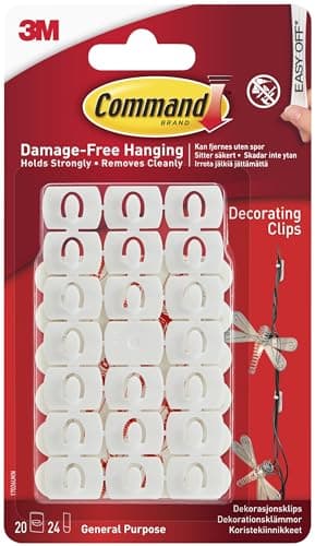 Image of Command 17026, White, 20 (17026-ES) Decorative Clip Replacement Strip, Mini, 1/2 Lb, Rubber Resin Adhesive, Paper Liner, Count