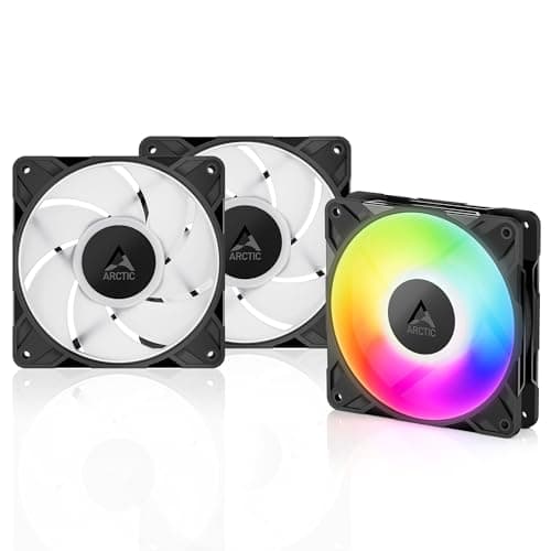Image of ARCTIC P12 Pro A-RGB - 3 Pack - Powerful Premium Fan, 120 mm PWM Fan with Y-Cable Splitter, 600-3000 rpm, 0 rpm <5% PWM, 5V Digital RGB, Fluid Dynamic Bearing, 4-Pin - Black