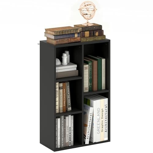 Image of HOMCOM 2 Tier Bookshelf, Modern Cube Bookcase with 5 Open Storage Compartments, Freestanding Display Storage Unit for Living Room, Bedroom, Study, Black
