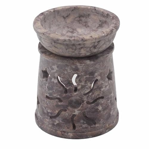 Image of Small Soapstone Oil Burner 8cm - Sun & Stars: A Celestial Aroma Journey