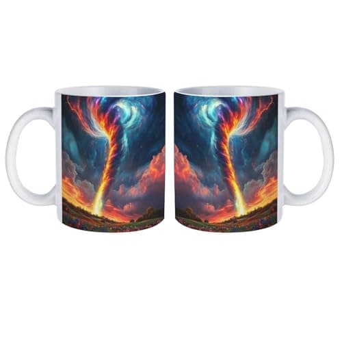Image of Tornado Colorful Personalised Coffee Cup Ceramic Mug with Handle 11oz Customised Gifts 1Pcs