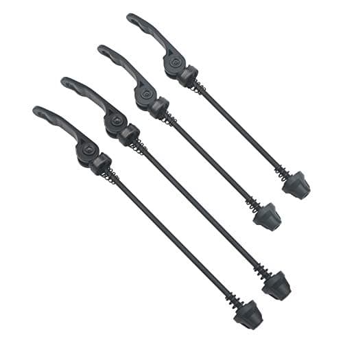 Image of Unxuey 2 Pairs Bike Quick Release Skewer Set, Front 145mm Rear 185mm Aluminum Alloy Ultralight Wheel Hub Bolt Lever Axle for Road Mountain MTB Bicycle Accessories Parts - Black