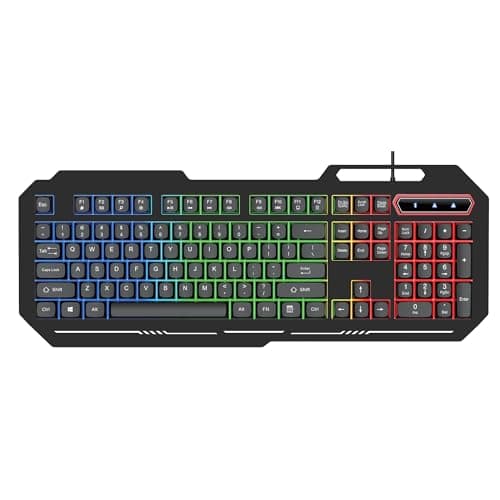 Image of INDOTEAM RGB Gaming Keyboard - USB Wired Computer Mechanical Keyboard with RGB Illumination - LED Backlit Keyboards with Mechanical Feeling for Working Gaming PC Gamers
