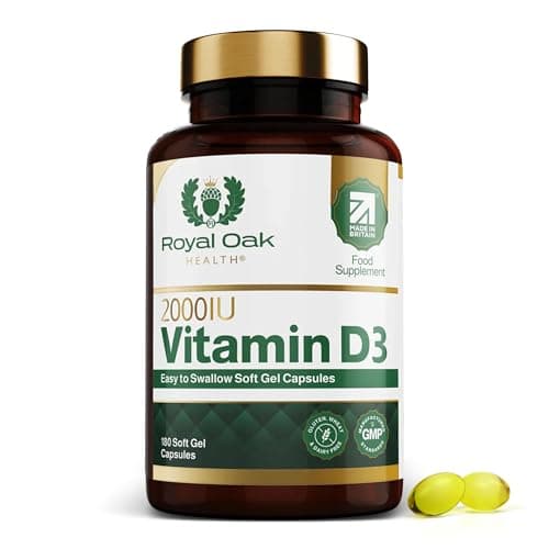 Image of Royal Oak Health Vitamin D3 2000iu (Cholecalciferol) x180 Soft Gel Capsules / 6 Month Supply - High Strength Easy to Swallow Vitamin D Tablet Alternative Supplement for Immune, Muscle, Bones & Teeth