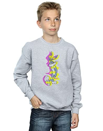 Image of Absolute Cult Looney Tunes Boys Bugs Bunny Distorted Sweatshirt Sport Grey 9-11 Years