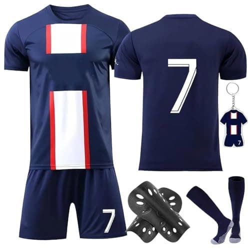 Image of Heartsking Kids Football Kit, Football Kits for Boys Football Training Shirts with Shorts Socks Football Guard Plate Keychain Football Jersey Boys 2023/24 Home Away New Year's Gift