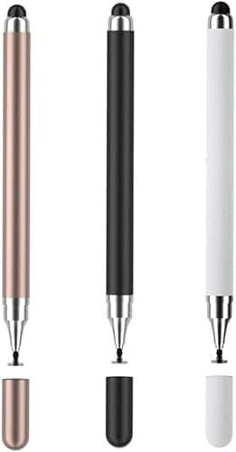 Image of Stylus Pens for Touch Screens, 2 Pack Universal Tablet Pen Capacitive 2 in 1 Stylus for iPhones/iPads/pro/Mini/Air/Samsung/Tablet/Smartphones and Other Touch Screen Devices Black+Rose Gold+White