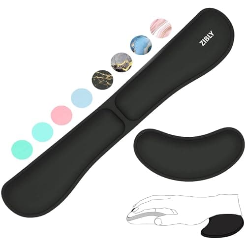 Image of ZIBLY Wrist Rest Keyboard and Mouse Set - Anti-Skid Non Slip Ergonomic Wrist Cushion Support Pad - Easy Typing,Pain Relief - Premium Memory Foam for Work from Home (Black Combo)