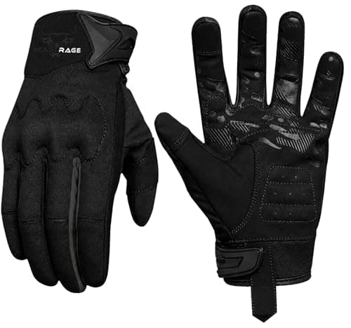 Image of BEAST RAGE Motorbike Gloves for Men & Women–Touch Screen Motorcycle Riding Gloves,Anti-Slip Grip, Hard Knuckle,Breathable Lightweight Bike Gloves for Cycling,Motocross,Outdoor Sports (Black, S)
