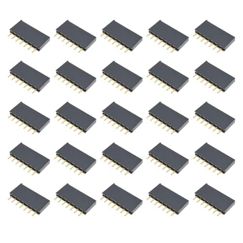 Image of EMSea 40pcs 7-Pin Black Single Row Straight Socket Header 2.54mm Pitch Compatible with PCB Connector Machine Breadboard Electronic Circuit Board