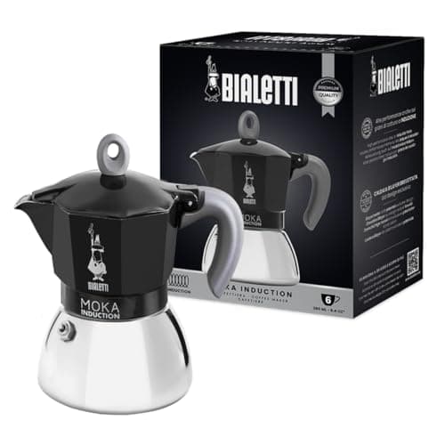 Image of Bialetti New Moka Induction Induction Coffee Pot, 6 Cups, 280 ml, Aluminium, Black