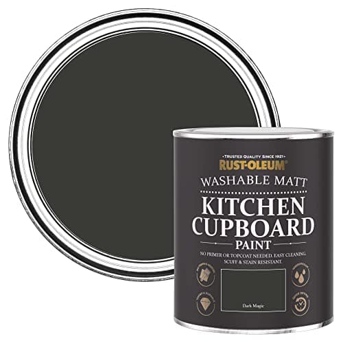 Image of Rust-Oleum Black Kitchen Cupboard Paint in Matt Finish - Dark Magic 750ML