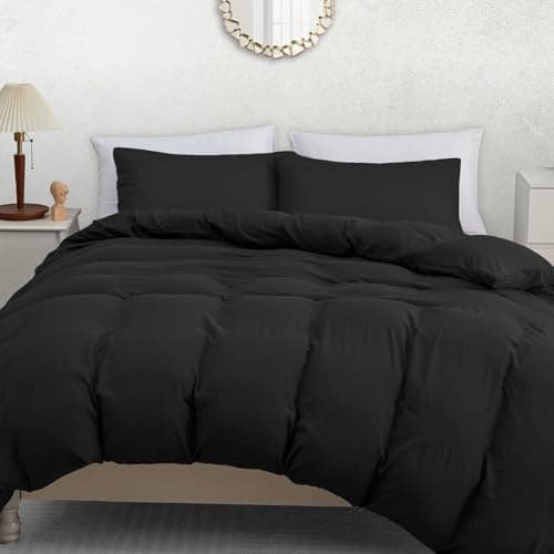 Image of Pamposh Double Duvet Set - Pre-Washed Microfibre Bedding Set for Added Softness & Comfort - Lightweight Premium Quilt Cover Set for All Seasons With Zipper Closure