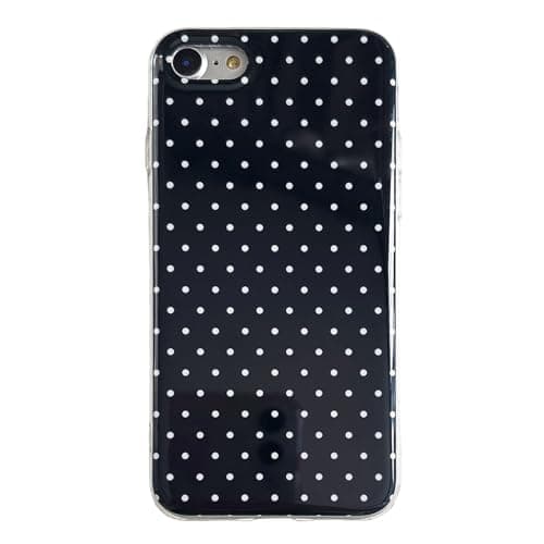 Image of QLTYPRI for iPhone SE/iPhone 8/iPhone 7 Case, Cute Polka Dot Pattern Aesthetic Phone Case, Raised Camera Protection Durable TPU Slim Shockproof Protective Phone Cover for Girls Women - Black