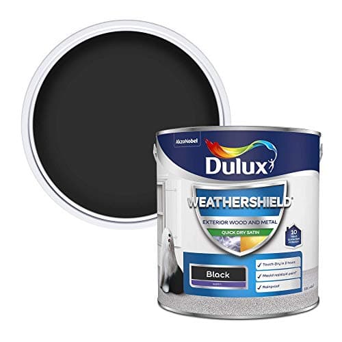 Image of Dulux Weather Shield Quick Dry Satin Paint, 2.5 L - Black