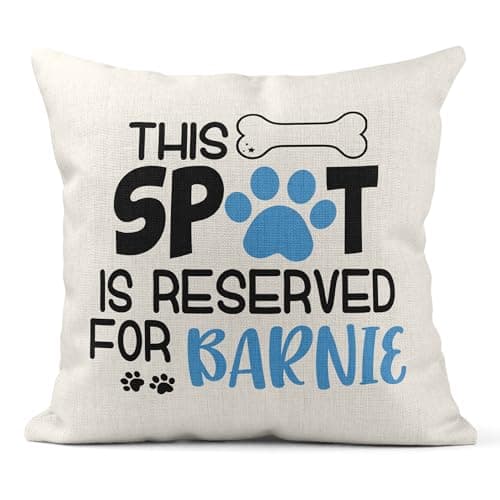 Image of Print Maniacs Pet Cat Dog Cushion Personalised Xmas Stocking Memorabilia Remembrance Gift Spot Reserved (Blue Text, Cover Only (No Stuffing))