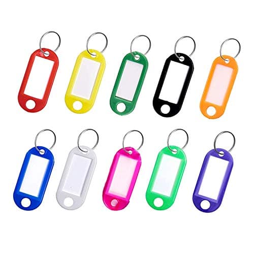 Image of Key Tags , Pack of 10 Key Tags with Labels Key Fobs ID Plastic Key Tags Key Labels with Split Rings for Luggage Pet Name Memory Stick Tags-10 Colors