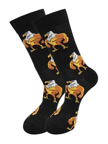 Image of Real Sic Fun Socks for Men and Women - Cozy Cotton Dress Socks with Colorful Designs - Casual, Exotic Zoo Animal Patterned, Swole Eagle, 6.5-11.5
