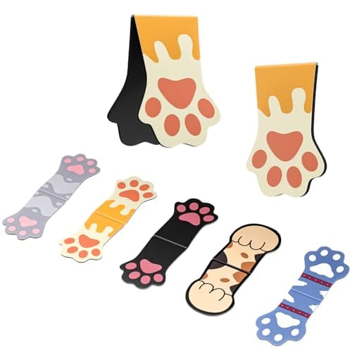 Image of Uniclife 5 Pcs Magnetic Bookmark, Cute Cat Paw Bookmarks for Women, Magnet Book Marks for Book Lovers, Fun Book Markers Clip for Readers Teachers Adults and Men, 5 Unique Cat Paws