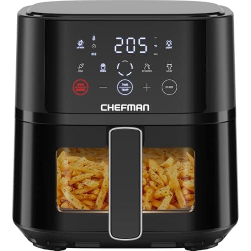 Image of Chefman Air Fryer – 3.75L Compact Airfryer for Quick, Easy Meals, Features Hi-Fry Technology for Extra Crisp, Easy-View Window, Touch Controls with 4 Presets, Nonstick & Dishwasher Safe Basket - Black