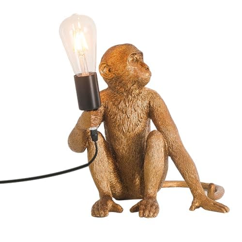 Image of YESINTO Monkey Table Lamp Resin Material Design Suitable for Bedrooms, Living Rooms, Cafes (Gold)