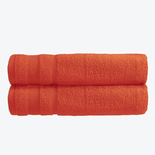 Image of Allure Zero Twist Bath Sheet Set, Extra Large Bath Towel, Pack of 2, 100 x 150cm, 100% Egyptian Cotton (Terracotta)