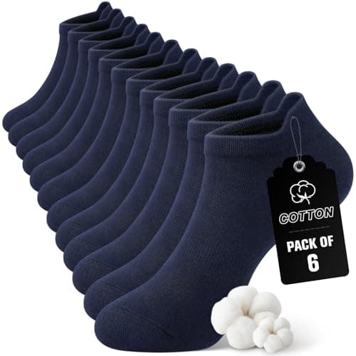 Image of SIMIYA 6 Pairs No Show Socks for Men Women Trainer Ankle Socks Breathable Cotton Athletic Comfort Non Slip Low Cut Walking Short Sock (6 Navy)