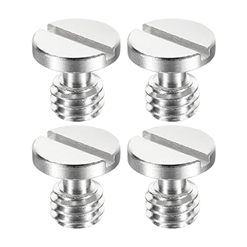 Image of PATIKIL 3/8"-16 Thread 15mm Length Camera Quick Release Screw Tripod Screw, 4 Pack Stainless Steel Flat Slot Screws for DSLR Camera Rig Accessories, Silver