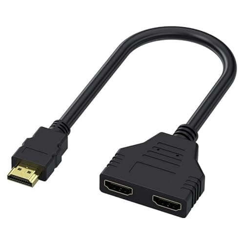 Image of HUAREW HDMI Splitter Adapter Cable, 1 Input 2 Outputs Dual Plug Male to Female with 1080P for LCD Screens, HD LED TVs and Projectors