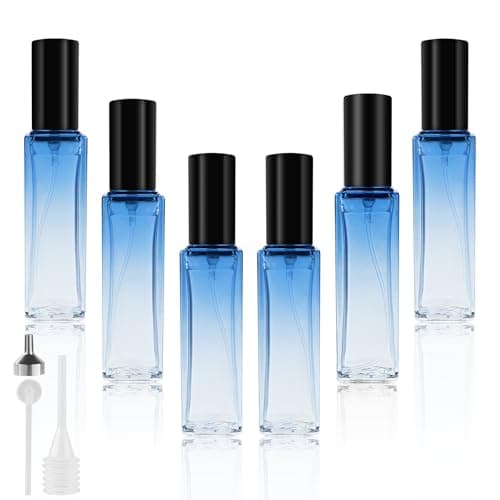 Image of LOPHE Perfume Atomiser Refillable, Mini Refill Bottles, Empty Clear Glass Spray Bottles, Portable Atomiser With Fine Mist for Daily Business Trips, 20 ml 6 Pcs Gradient Blue
