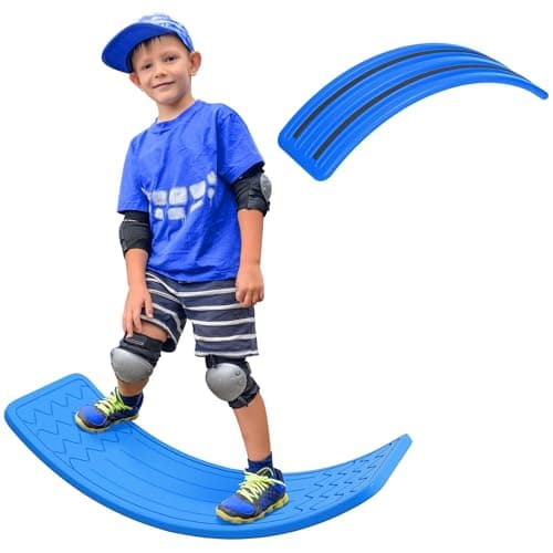 Image of ZONEKIZ Balance Board Kids Wobble Board, Sensory Training Rocking Toy for Children, Nursery Toy, for Ages 3-6 Years, 82 x 27.5 x 19.5cm - Dark Blue