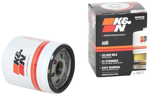 Image of K&N Oil Filter - Spin-On 76x95mm compatible with Chrysler, Dodge, Jeep, Alfa Romeo, Buick, Chevrolet, GMC, Freightliner, Fiat, Isuzu, Holden (HP-1017), Weiß