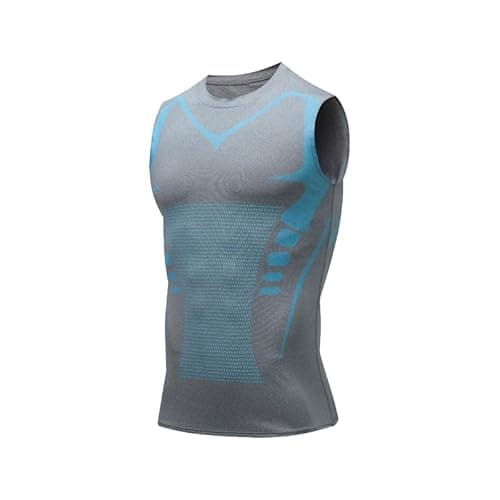Image of HDAKDDHG Compression Tops for Men Short Sleeve Mens Running Top Mesh Design Quick Dry Base Layer Top for Gym Sports Fitness Workout Cycling,Training-XL Grey