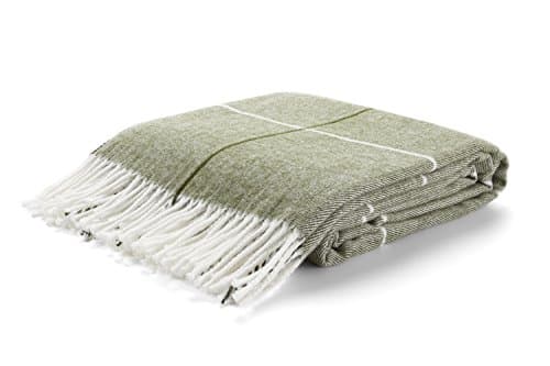 Image of Arus Acrylic Highlands Collection Queen Size Tartan Plaid Design Throw Blanket Green Stripes, 60x80 inches