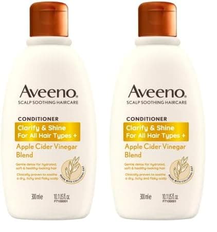 Image of Aveeno Clarify and Shine Apple Cider Vinegar Scalp Soothing Conditioner for all Hair Types 300ml (Pack of 2)
