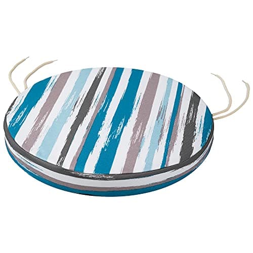 Image of SOFTILLO Round Bistro Circular Chair Cushion with Seat Ties – 35cm, Indoor and Outdoor Furniture Seating, Water-Resistant Polyester, Patio, Kitchen Dining, Lawn & Garden - Stripes