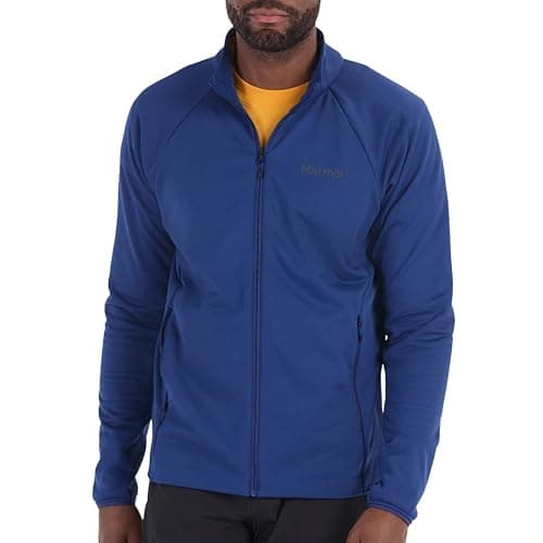Image of Marmot Men's Leconte Fleece Jacket, Warm Jacket, Full Zip Jacket, Breathable, Wind Resistant Body Warmer, packable, ideal for hiking & ski layering, Twilight Blue, XL
