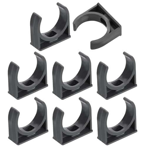 Image of sourcing map 8Pcs PVC Water Pipe Clamps Clips, U-Shaped Tubing Hose Buckles, Irrigation Tube Holder for 32mm OD for TV Trays Tube Hose Hanger Support Tubing, Gray