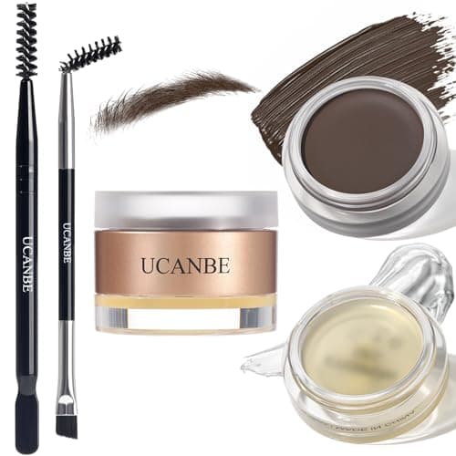 Image of UCANBE Waterproof Eyebrow Gel + Eyebrow Styling Wax 2 in 1 Makeup Kit with 2 Pcs Dual-ended Adjustable Freely Eyebrow Brush Makeup Long Lasting Eyebrows (04 Gel/Black Brown Pomade)