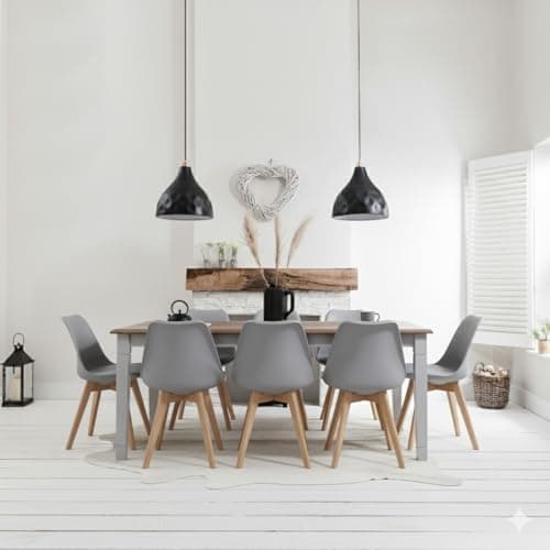 Image of Noa & Nani Canterbury Dining Table, Grey & Dark Pine - Rectangular Wooden Indoor & Garden Table - Long Dining Tables Modern Diners & Family Meals - Extra-Large 6-8 Seater Dining Table Only