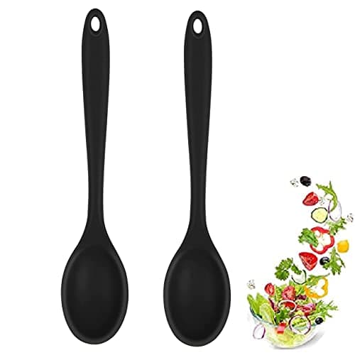 Image of 2 Pcs Silicone Spoon, Silicone Serving Spoon Nonstick Kitchen Spoon Heat-Resistant Cooking Spoons for Stirring, Scooping and Mixing(27.5 * 5.5CM)