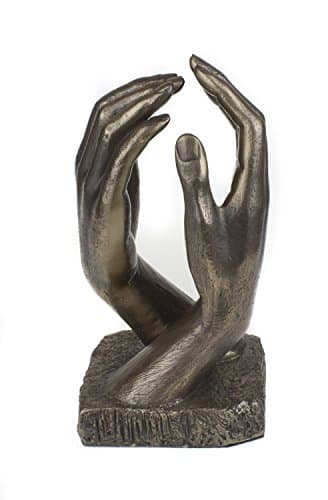 Image of Cold Cast Bronze Hands Romantic Sculpture Inspired by THE CATHEDRAL By Great Sculptor Auguste Rodin, A Great Bronze Anniversary Present or Wedding Gift