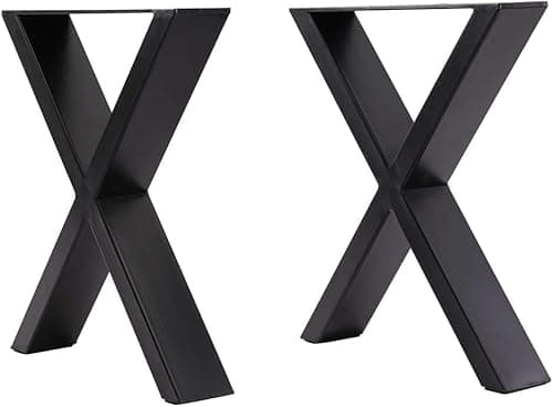 Image of INMOZATA Heavy Duty Industrial X Shaped DIY Furniture Legs Set of 2 with Screws for Coffee Table, Desk, Breakfast Bar, Stand, Bench (W80cm X H71cm)