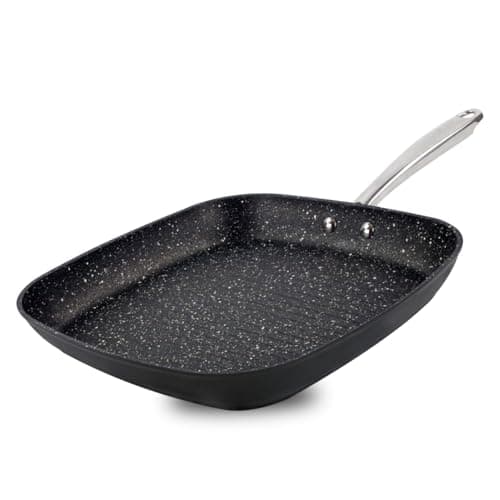 Image of Scoville Performance NEVERSTICK+ 28cm Square Grill Pan, Non-Stick Griddle Pan, Suitable for All Hobs, Raised Ridges for Char-Grilling, Oven Safe Up to 260°C, PFOA Free, Aluminium, Black
