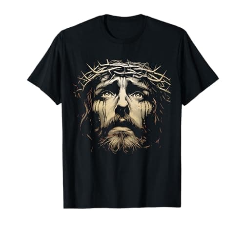 Image of Jesus Christ Face with Crown of Thorns God Bible Vintage T-Shirt