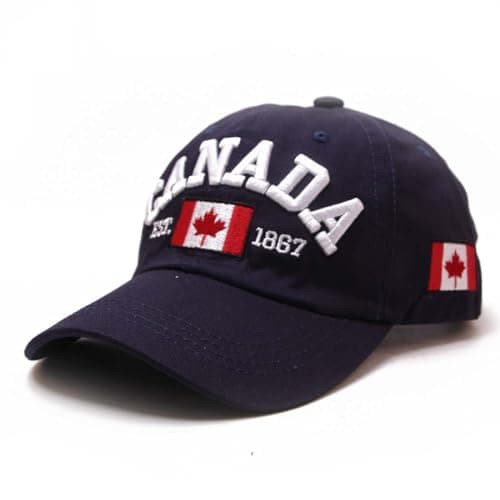 Image of Generisch Canada Baseball Cap Canada Embroidered Maple Leaf Flag Adjustable Hat, navy, One Size